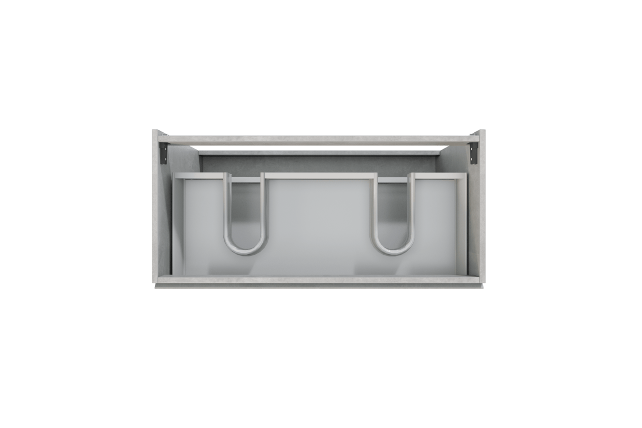 Storke Delta staande wastafelonderkast 100 x 48 cm 2 sifonuitsparingen beton donkergrijs 3 lades 2 sifonuitsparingen