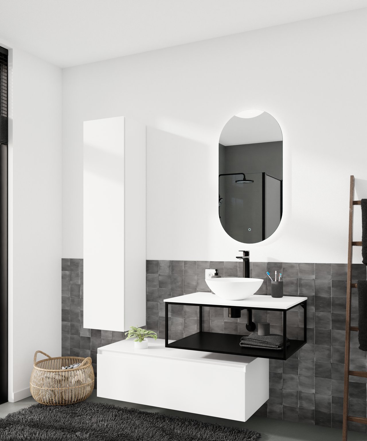 Storke Edge Modulo meuble sous-lavabo suspendu 105 x 48 cm blanc brillant 1 tiroir