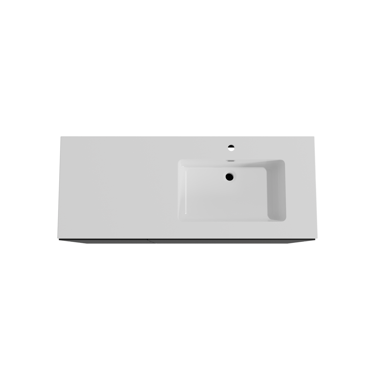 Storke Edge staand badmeubel 130 x 52 cm mat zwart met Diva asymmetrisch rechtse wastafel in composietmarmer hoogglans wit