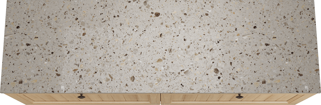 Balmani Lemon zwevend badkamermeubel 180 x 55 cm, fineer natuur eik met Stretto enkel of dubbel tablet in greige terrazzo