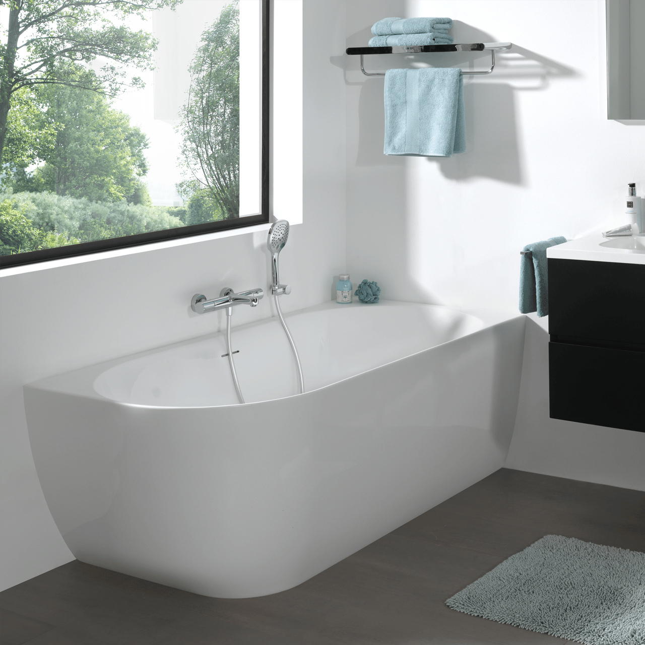 Luca Varess Otello tweepersoons hoekbad rechts 180 x 85 cm acryl Hoogglans Wit