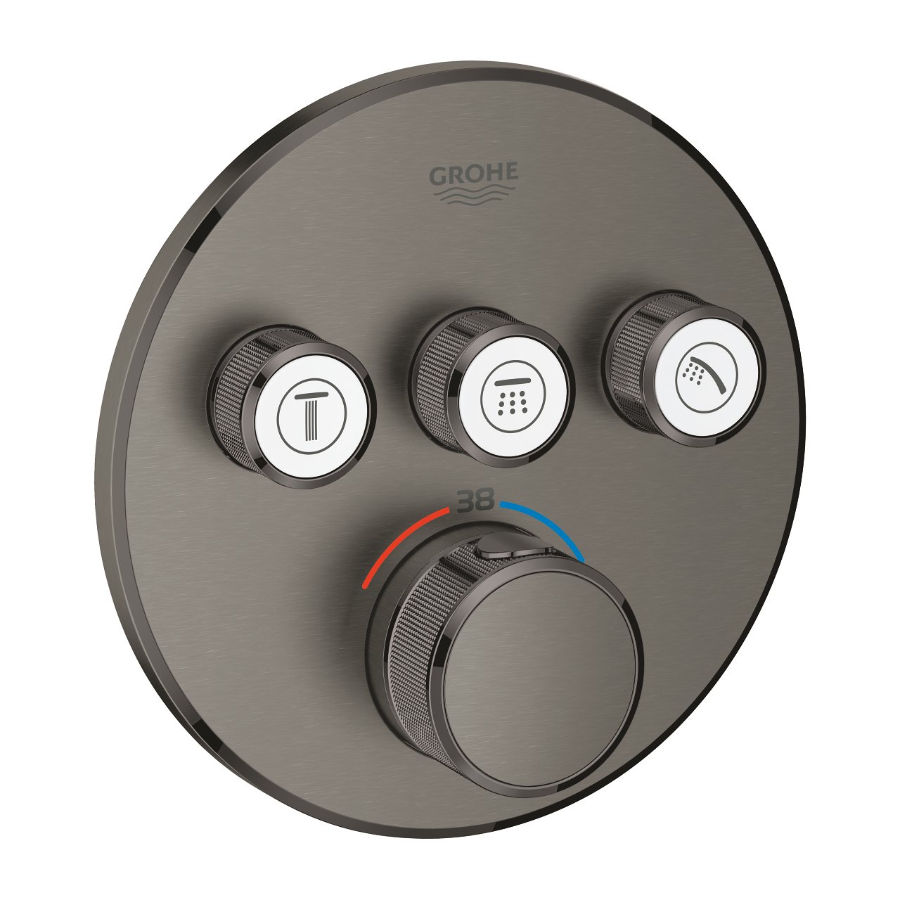 Grohe Grohtherm SmartControl thermostatische inbouw regendoucheset met ronde regendouchekop met waterval 31 cm Brushed Hard Graphite