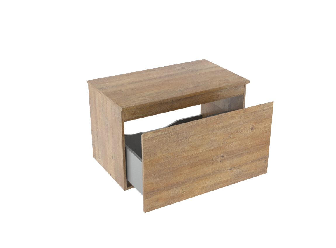 Linie Lado meuble salle de bains suspendu 80 x 46 cm chêne naturel avec Lado tablette simple en mélaminé chêne naturel