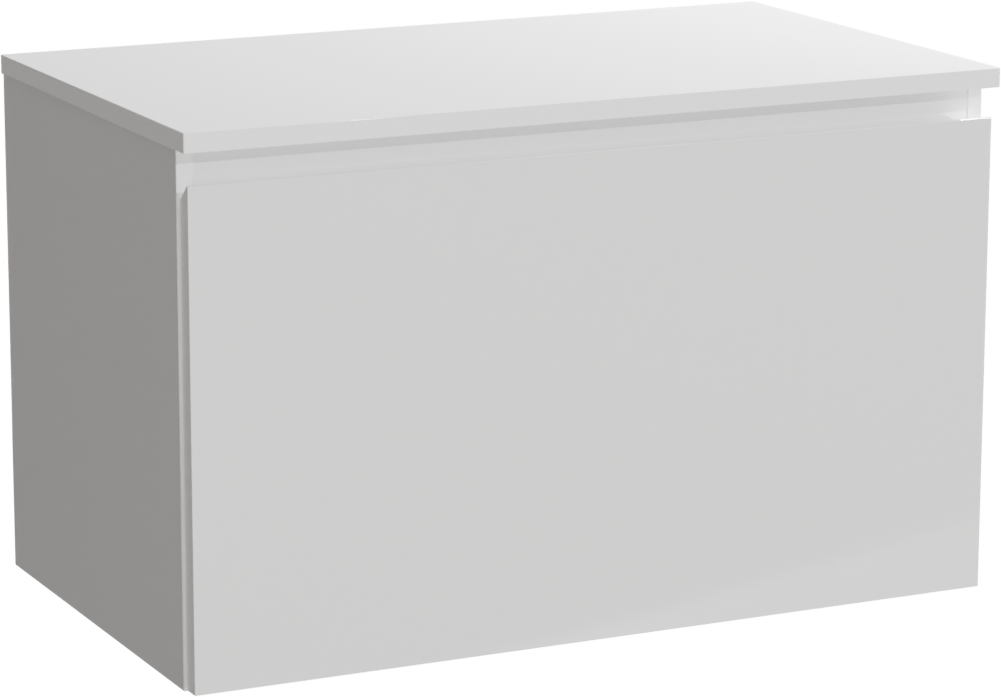 Linie Lado hängendes Möbelstück Set: 80 x 46 cm, Weiß glänzend, mit Lado Einzel Waschtischplatte, Marmorkomposit Weiß matt