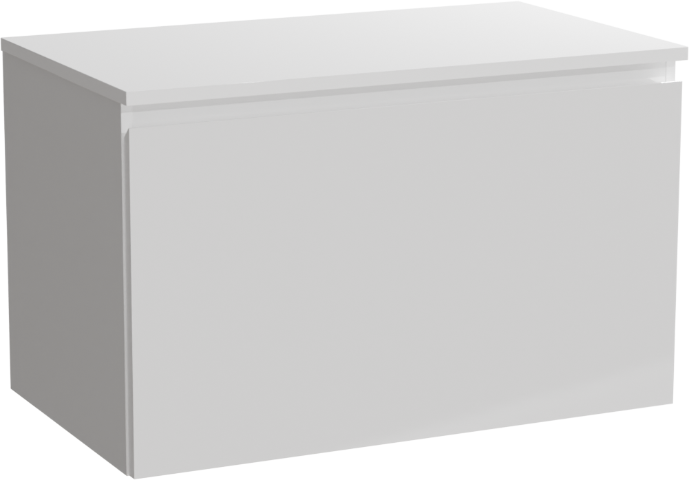 Linie Lado meuble salle de bains suspendu 80 x 46 cm blanc brillant avec Lado tablette simple en marbre composite blanc mat