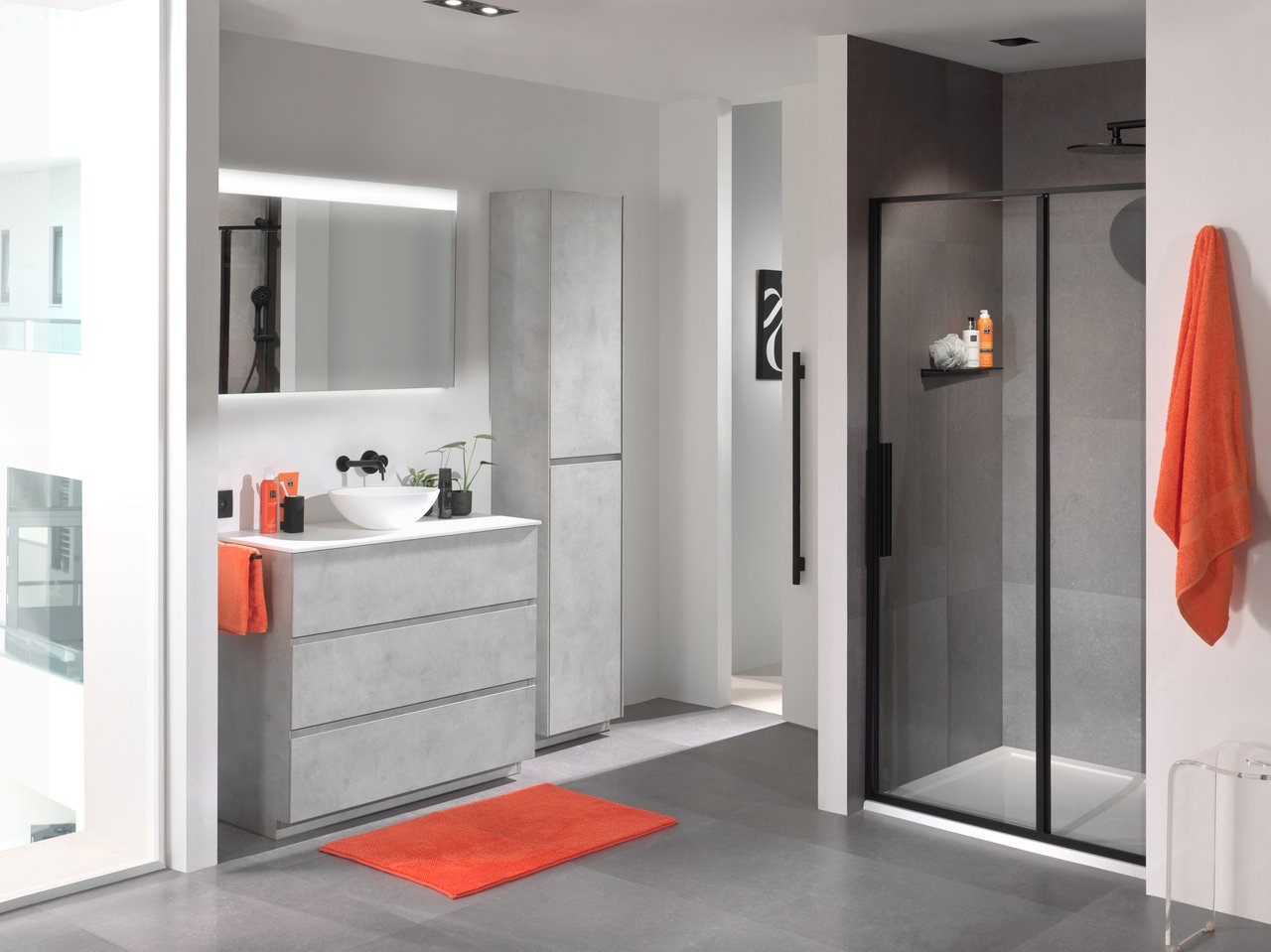 Storke Edge staande wastafelonderkast 100 x 46 cm beton zilvergrijs 3 lades