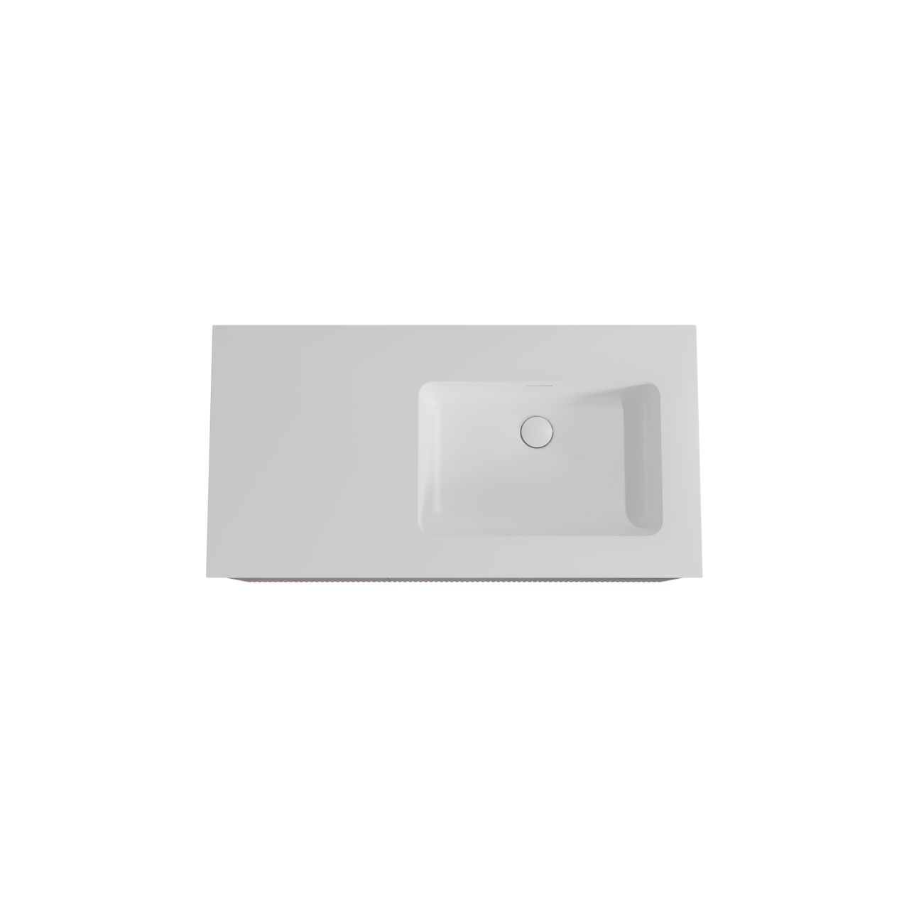 Storke Ribs zwevend badmeubel 100 x 52 cm notenhout met Mata asymmetrisch rechtse wastafel in solid surface mat wit, Verticale symmetrische rechte ribbel