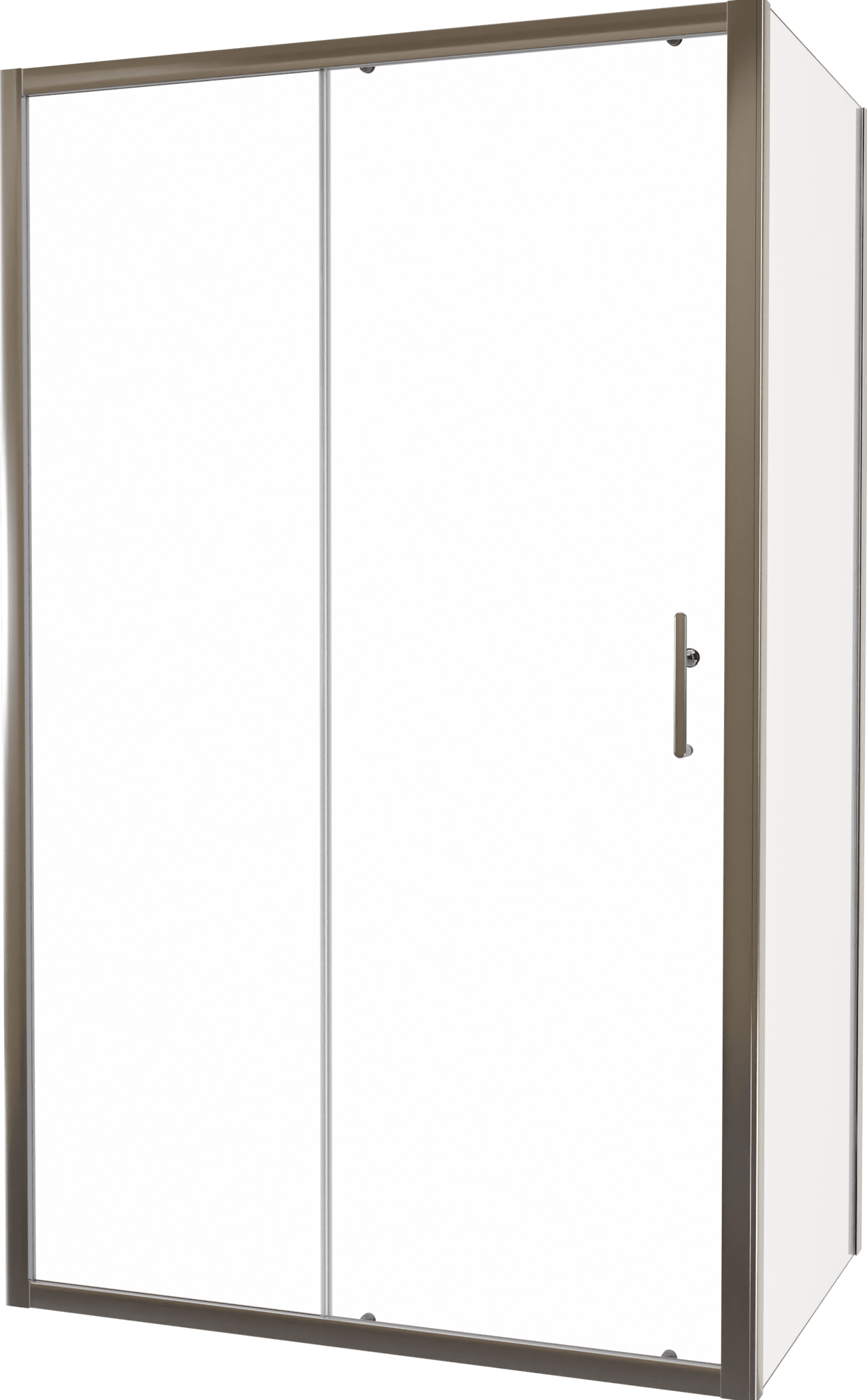 Linie Cadiz douchecabine met schuifdeur en vaste zijwand, 120 x 90 cm, helder glas, geborstelde chroom profielen