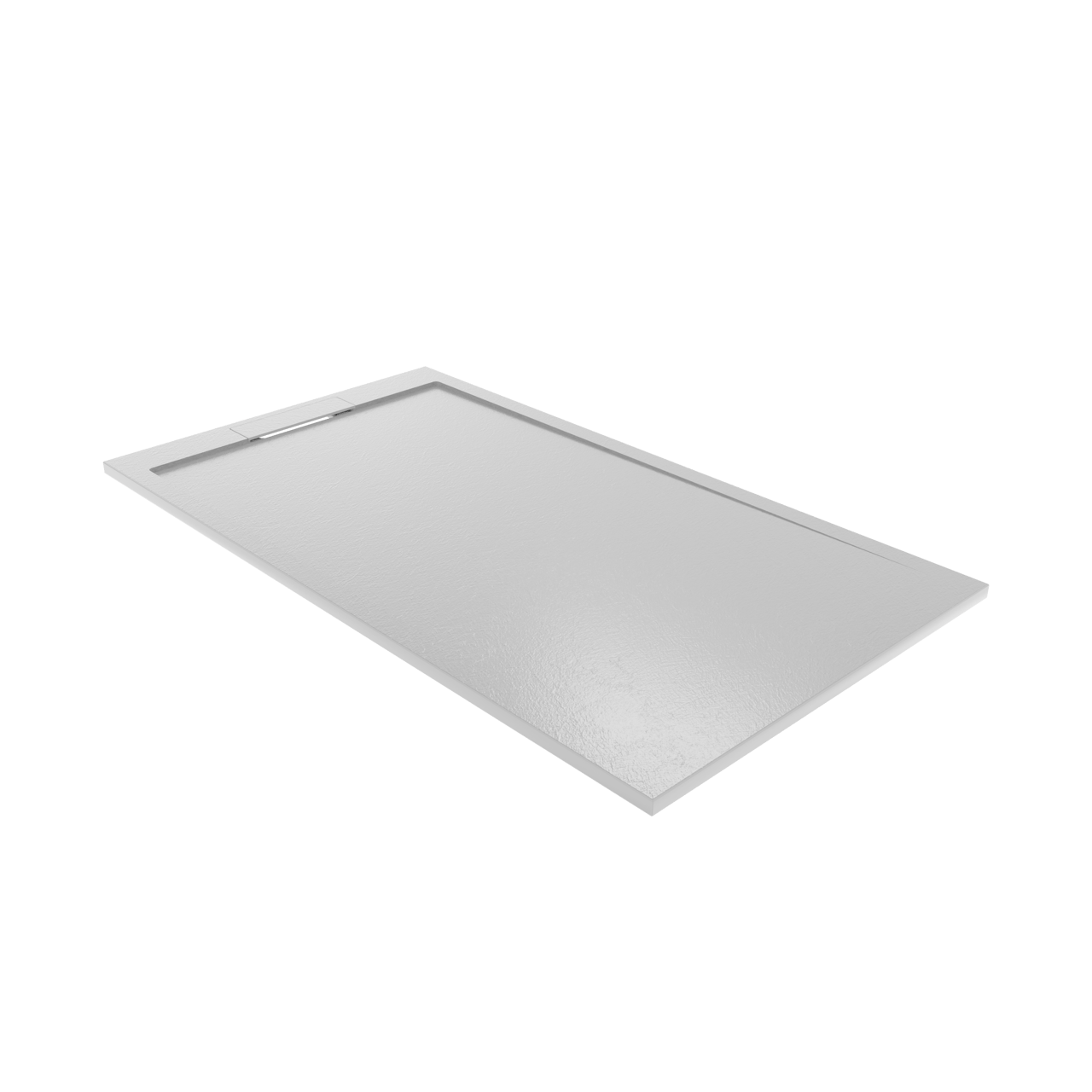 Balmani Indus douchebak 160 x 90 cm composietmarmer lichtgrijs leisteenstructuur