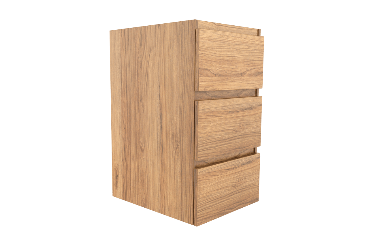 Balmani Lucida stehender Waschbeckenunterschrank: 45 x 55 cm, Teak, 3 Schubladen