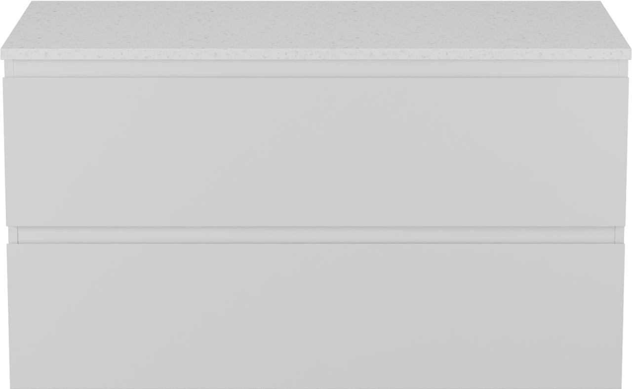 Linie Lado meuble salle de bains suspendu 100 x 46 cm blanc mat avec Lado tablette simple ou double en mélaminé terrazzo blanc