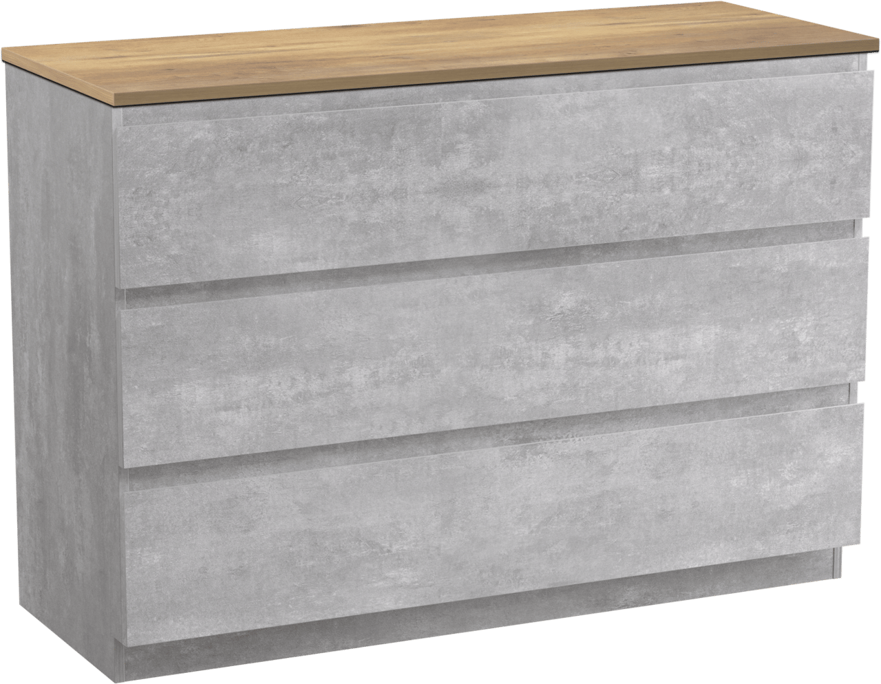 Linie Lado staand badmeubel 120 x 46 cm beton donkergrijs met Lado enkel of dubbel wastafelblad in melamine naturel eiken