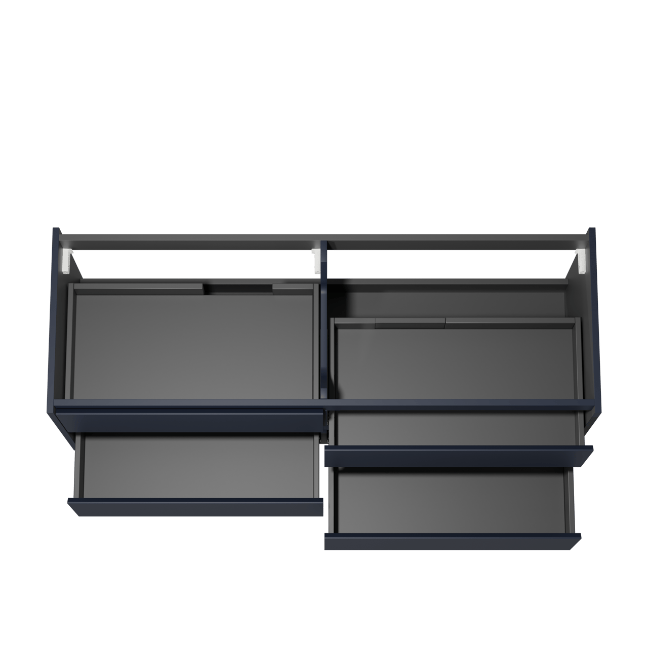 Storke Seda hängender Waschbeckenunterschrank: 150 x 52 cm, Nachtblau, 4 Schubladen