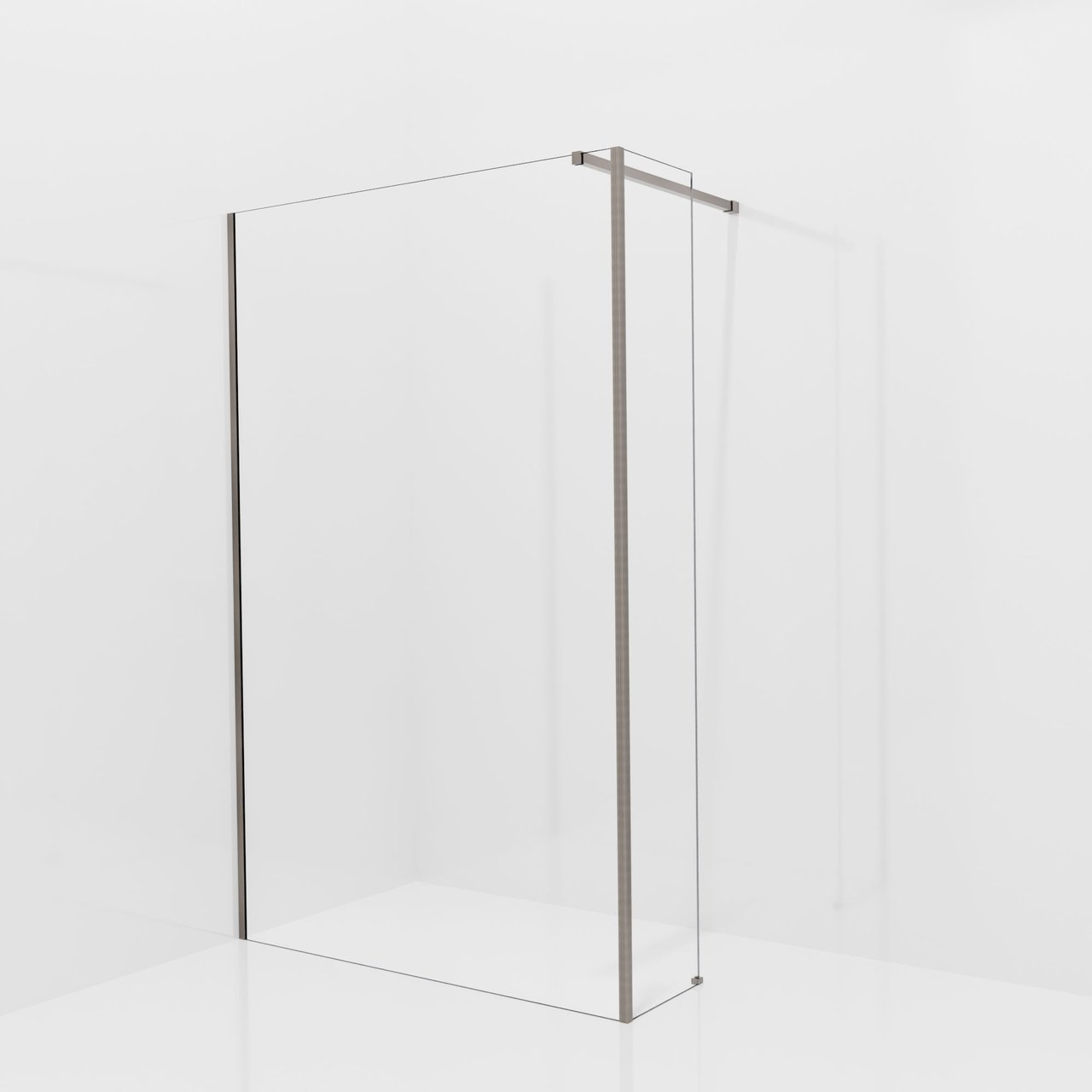 Balmani Modular inloopdouche met vaste zijwand: 130 x 200 cm, Helder glas, Brushed GunMetal profielen