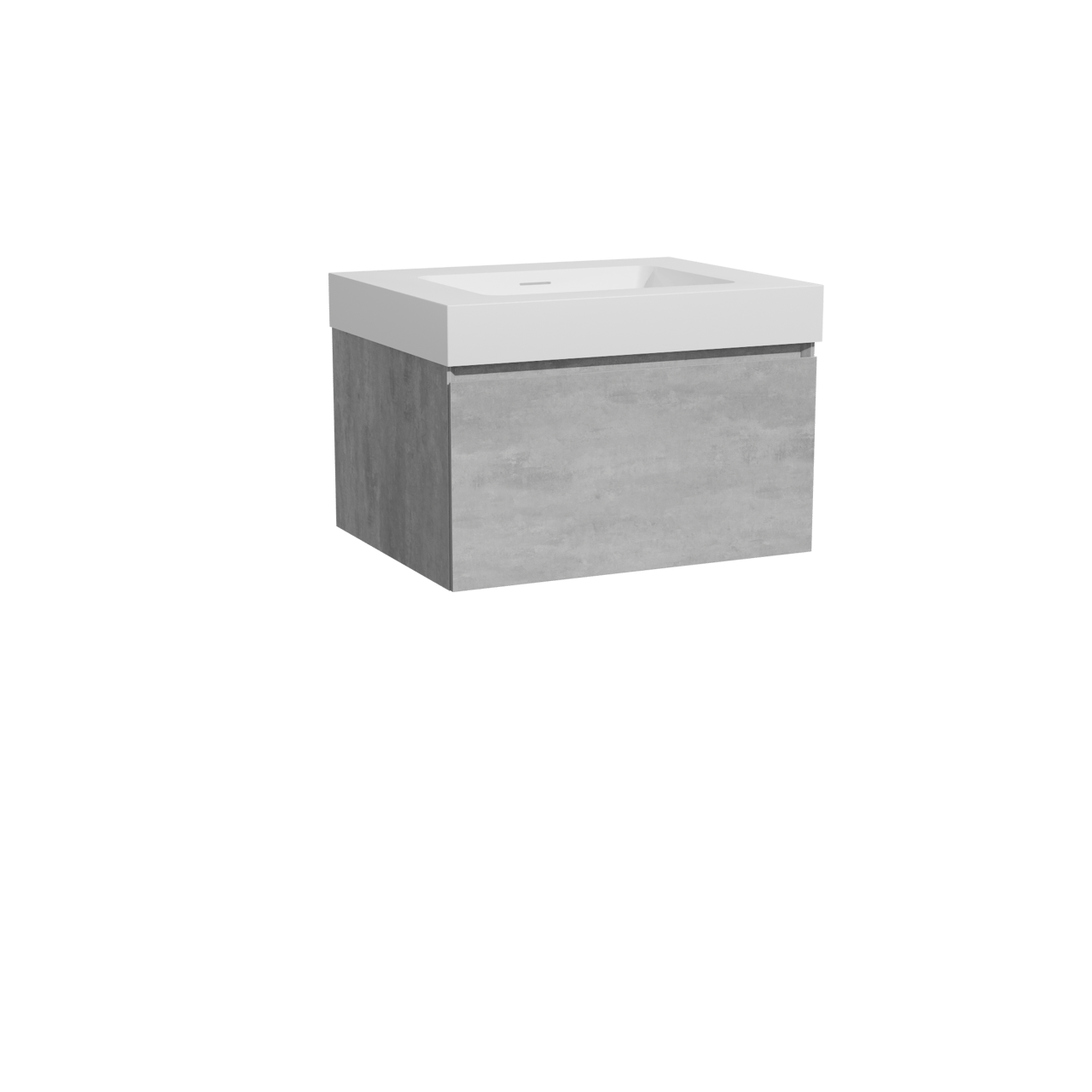 Storke Edge hängendes Möbelstück Set: 65 x 52 cm, Beton dunkelgrau, mit Mata High Einzelwaschtisch, Solid Surface Weiß matt