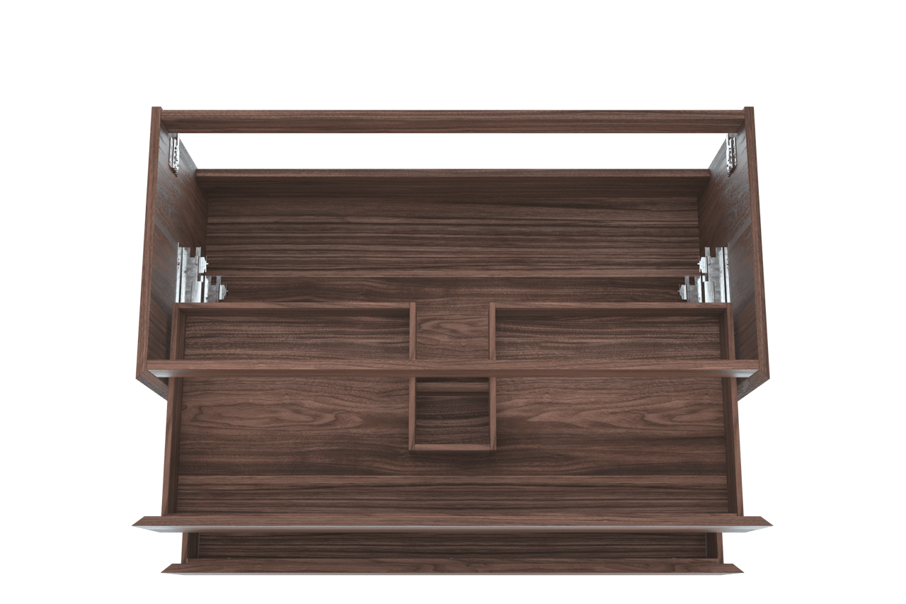 Balmani Mitra hängender Waschbeckenunterschrank: 120 x 55 cm, Nussbaum, Furnierholz, 2 Schubladen