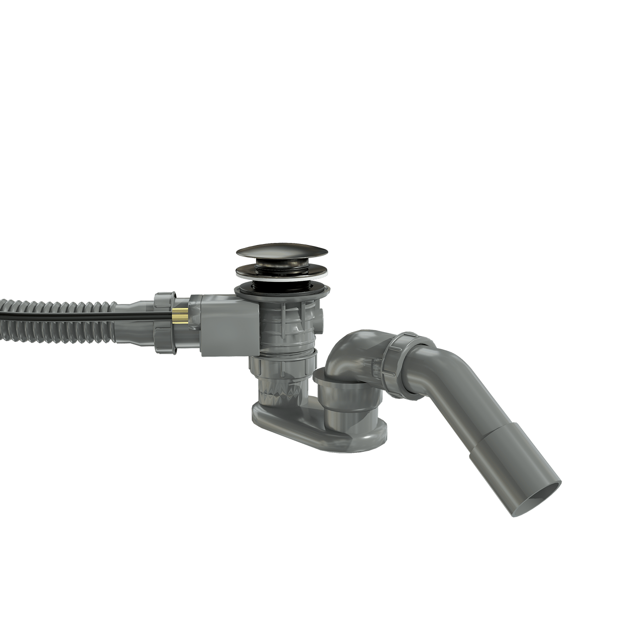 Santeg Unibath Flat badafvoer met overloop 70cm Brushed GunMetal