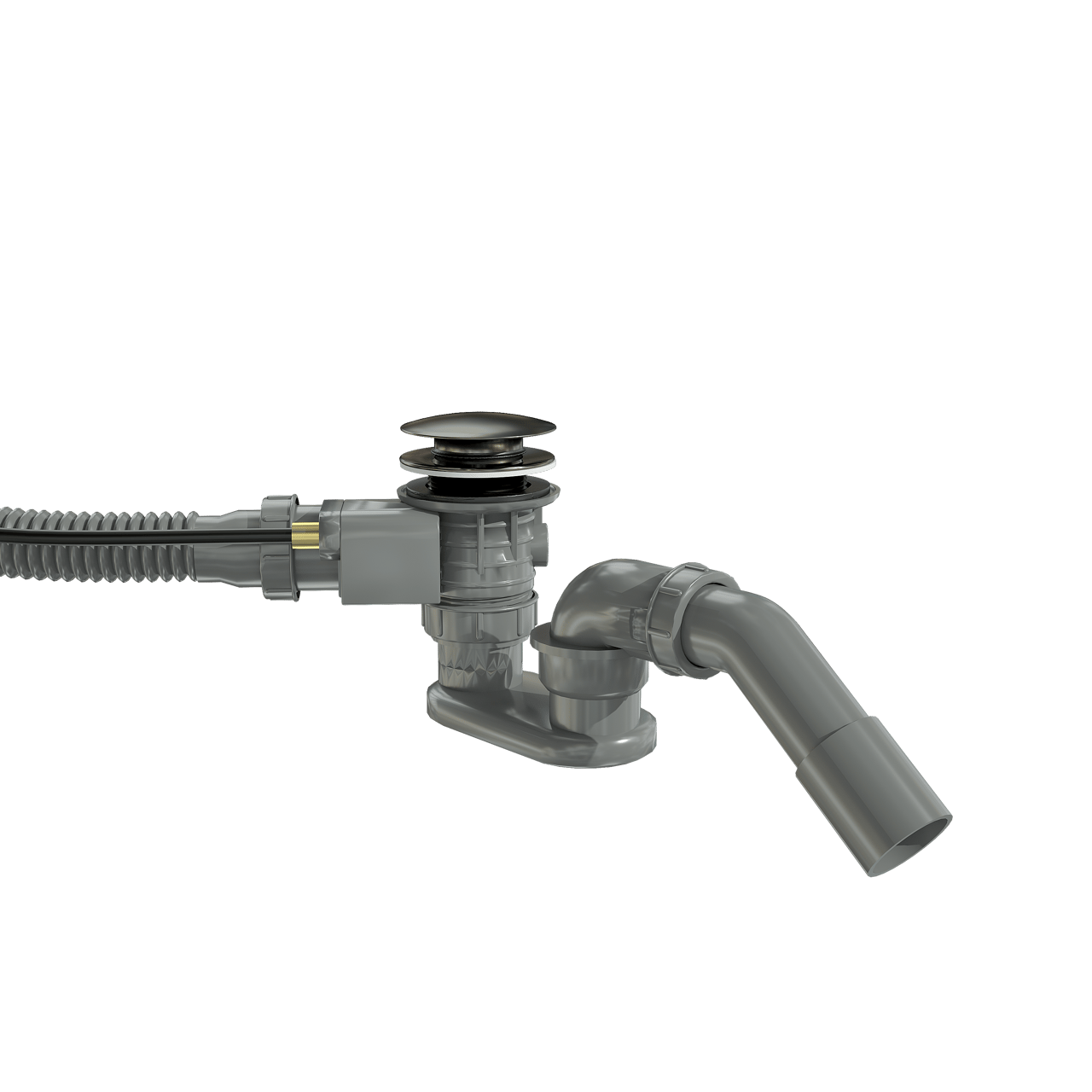 Santeg Unibath Flat Badewannen-Ablauf mit Überlauf, Gunmetal gebürstet, 70 cm