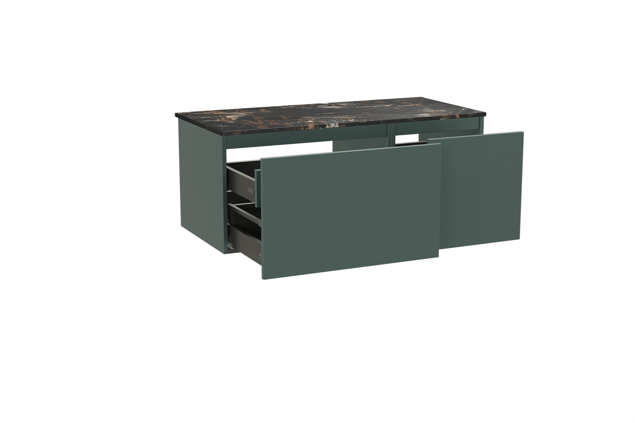 Balmani Sfera meuble salle de bains suspendu 120 x 55 cm forest avec Stretto tablette simple en marbre portoro gold