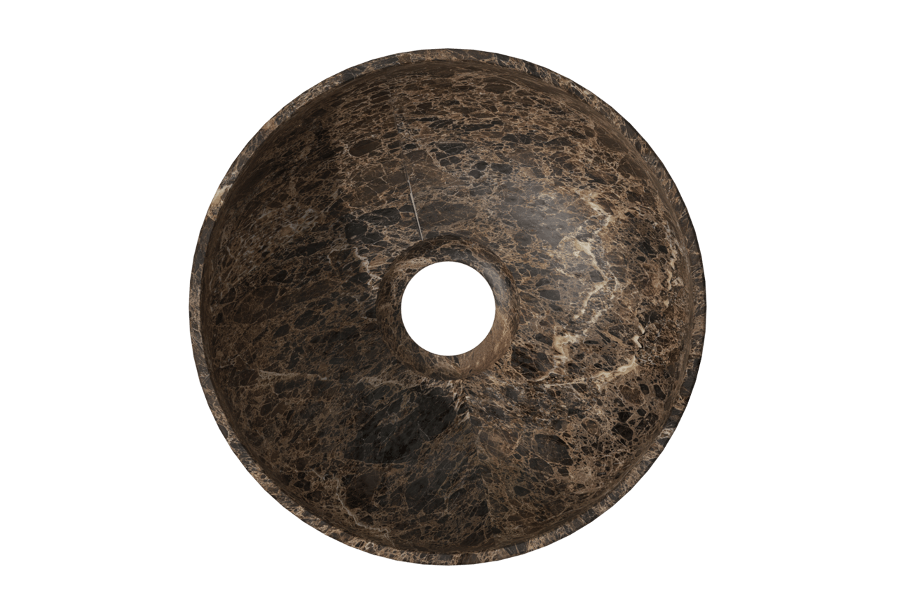 Balmani Bari XS Aufsatzwaschbecken: Marmor Dark Emperador, rund, Ø 22 cm