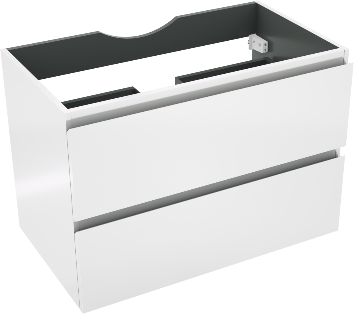 Linie Lado zwevende wastafelonderkast 80 x 46 cm Hoogglans Wit 2 lades