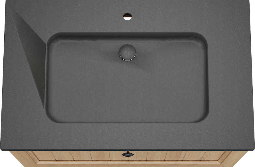 Balmani Lemon zwevend badkamermeubel 90 x 55 cm, fineer natuur eik met Napoli enkele wastafel in graniet zwart