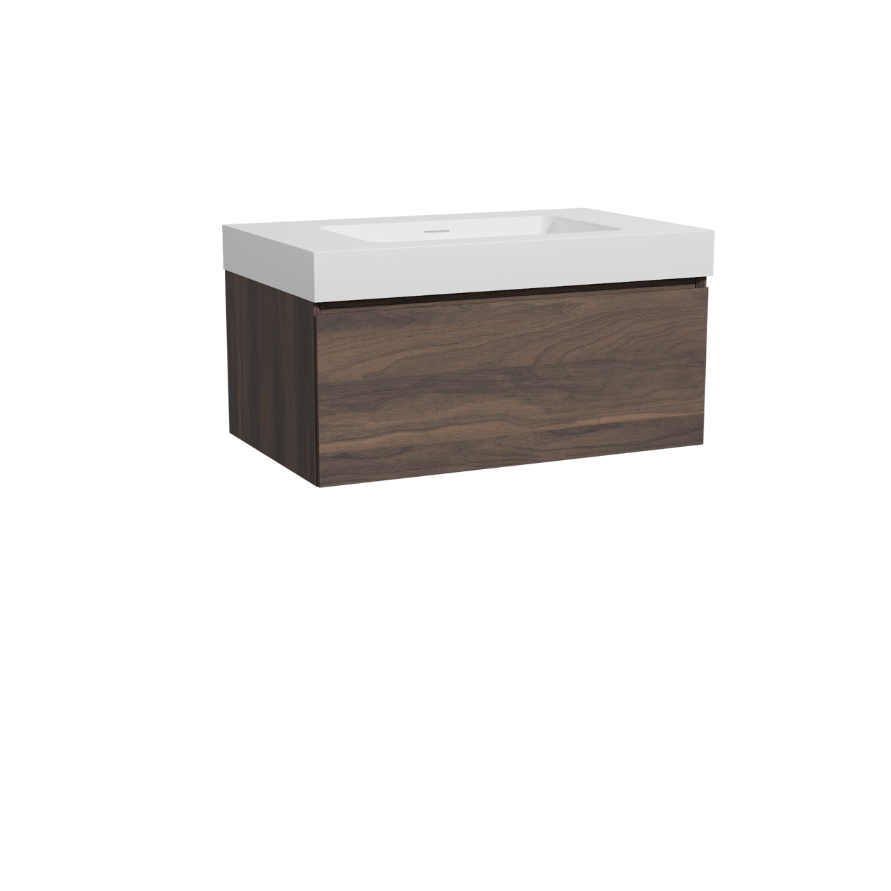 Storke Edge hängendes Möbelstück Set: 85 x 52 cm, Nussbaum, mit Mata High Einzelwaschtisch, Solid Surface Weiß matt