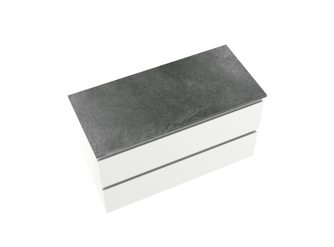 Linie Lado zwevend badkamermeubel 100 x 46 cm glanzend wit met Lado enkel of dubbel tablet in melamine leisteen grijs