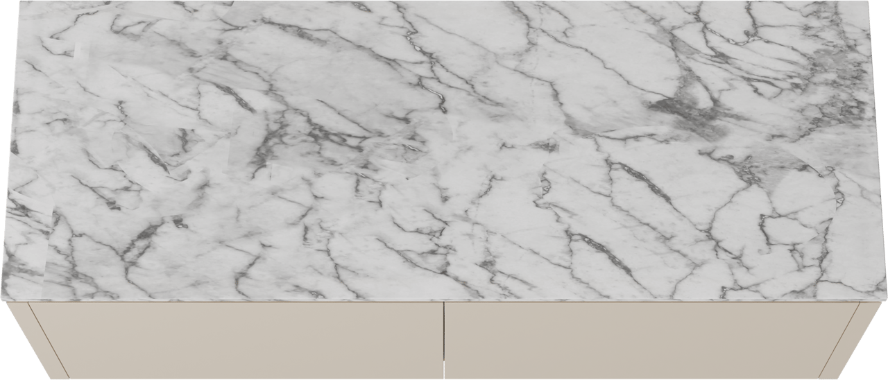 Balmani Eclips meuble salle de bains suspendu 150 x 55 cm Sandbeige avec Stretto tablette simple ou double en Marbre Carrare