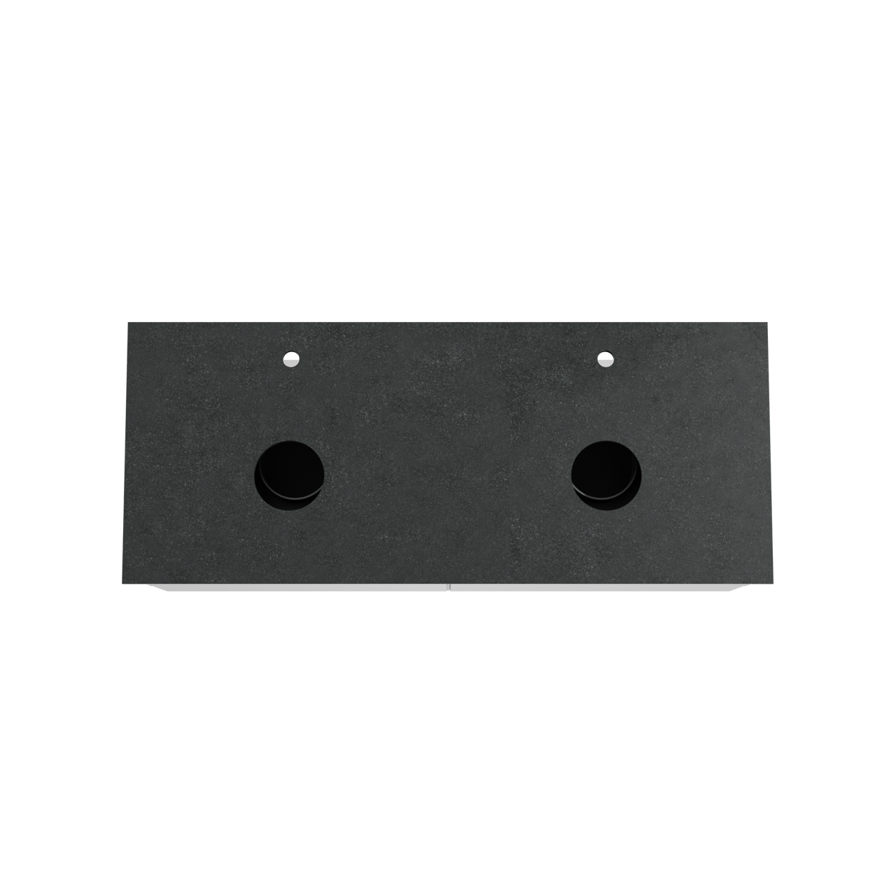 Balmani Mitra hängendes Möbelstück Set: 135 x 55 cm, Weiß matt, mit Facetta Doppel Waschtischplatte, Schwarzes Granit