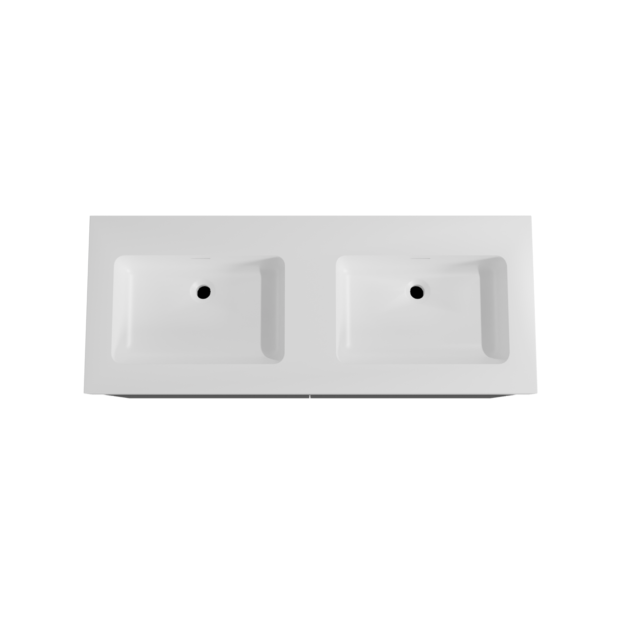 Storke Edge meuble salle de bains suspendu 130 x 52 cm noir mat avec Mata High double vasque en solid surface blanc mat