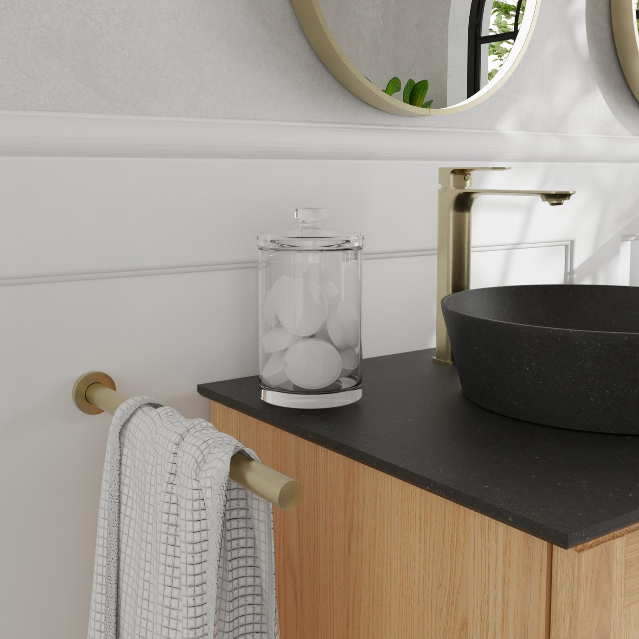 Blaufoss Noma Tube Einzel Handtuchhalter, Brushed Champagner Gold, 41 cm