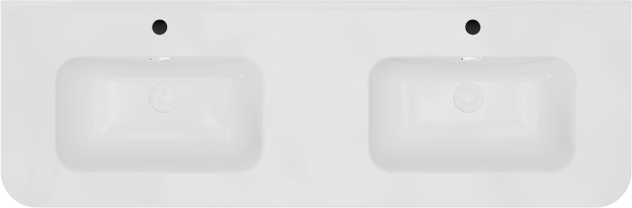Storke Soft meuble salle de bains suspendu 140 x 46 cm Sand mat avec Kera Soft double vasque en porcelaine blanc brillant, Nervure droite symétrique verticale