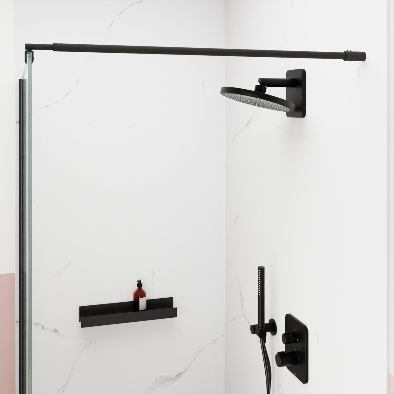 BLAUFOSS Onos 250  hoofddouche rond 25 cm met douchearm  mat zwart