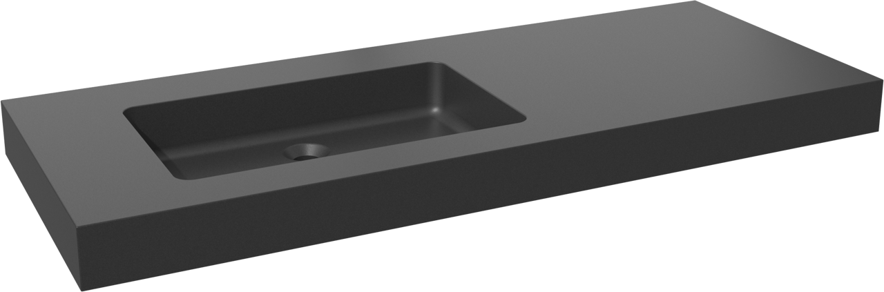 Storke Scuro High vasque asymétrique gauche quartz mat 130 x 52 cm