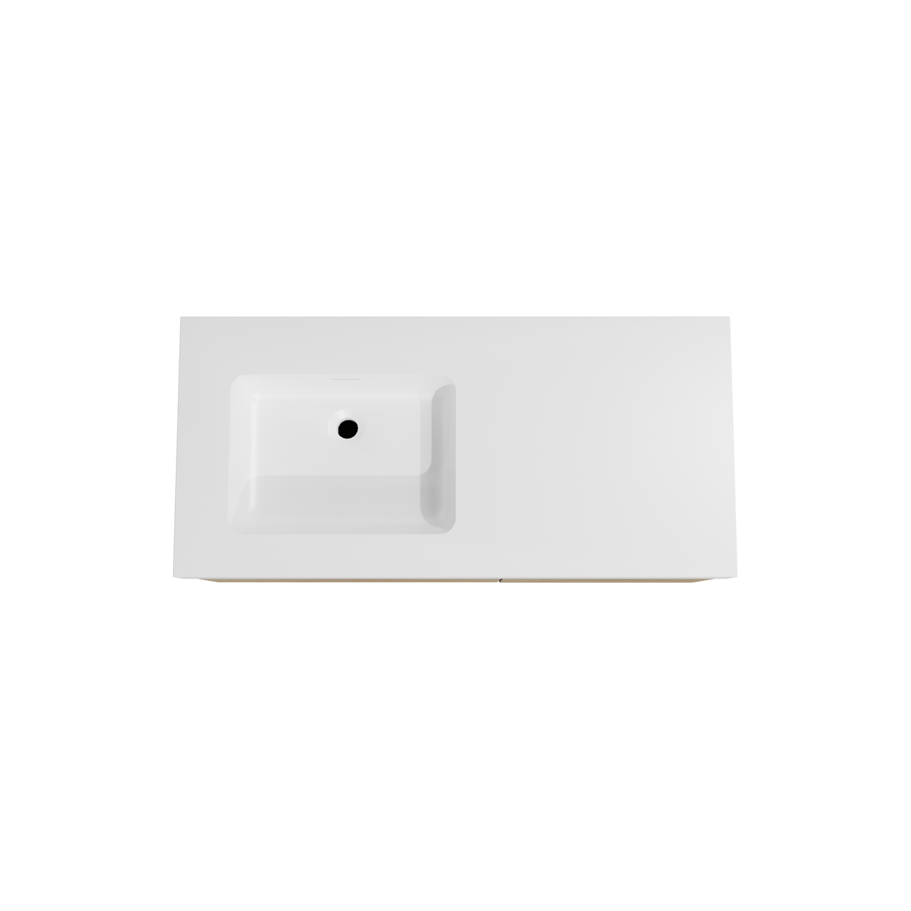 Storke Edge hängendes Möbelstück Set: 110 x 52 cm, Rohe Eiche, mit Mata High Waschtisch links, Solid Surface Weiß matt