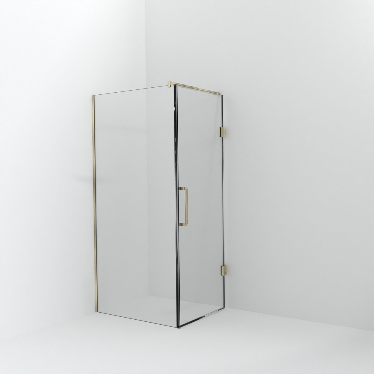 Balmani Modular douche à l'italienne avec porte: 100 x 200 cm avec porte 80 cm, Verre transparent avec coating, Profil Brushed Champagne Gold