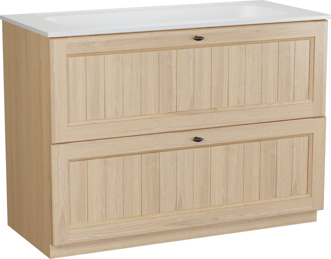 Balmani Lemon meuble salle de bains à poser 120 x 55 cm, placage chêne naturel avec Tablo Strada plan simple en blanc mat