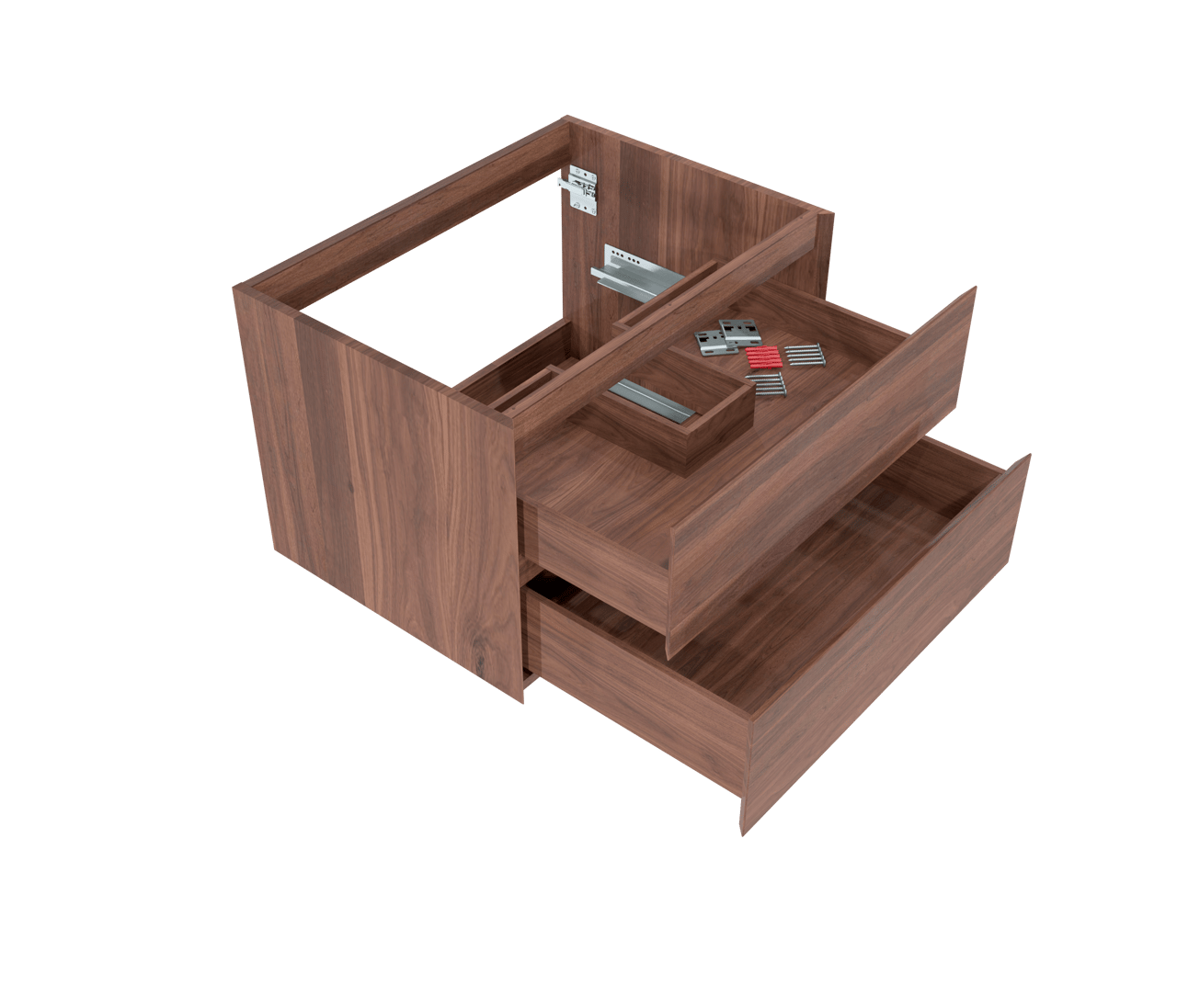 Balmani Mitra hängender Bad-Unterschrank, 75 x 55 cm, amerikanischer Nussbaum, 2 Schubladen