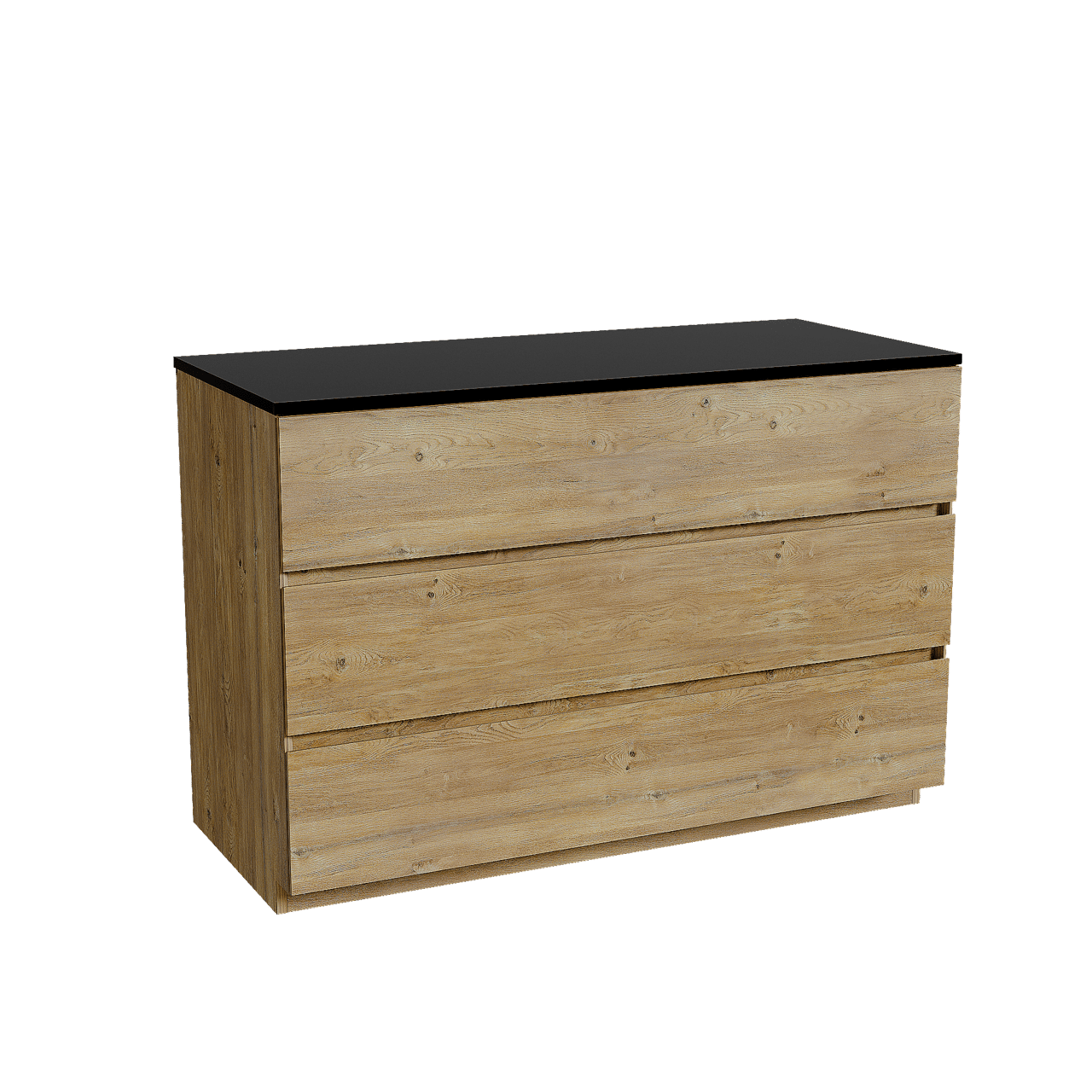 Storke Edge freistehendes Möbelstück Set: 120 x 52 cm, Rohe Eiche, mit Panton Einzel- oder Doppel Waschtischplatte, Pulverbeschichtetes MDF Schwarz matt