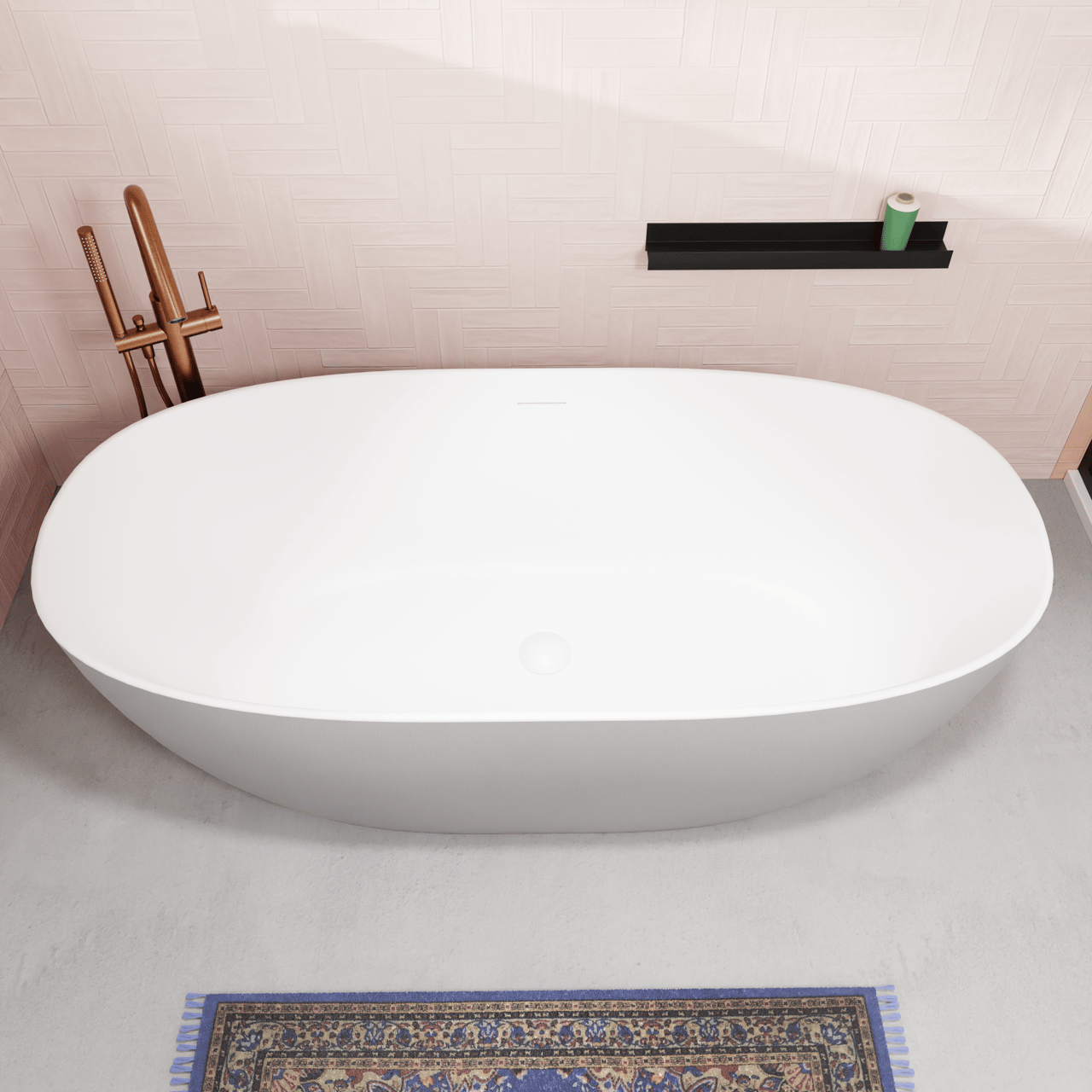 Luca Varess Marcia baignoire îlot 170 x 80 cm acrylique gris pierre mat