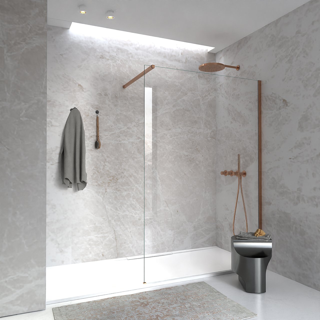 Blaufoss Nola 300 Tête de douche rond 30 cm avec support mural Brushed Rosegold