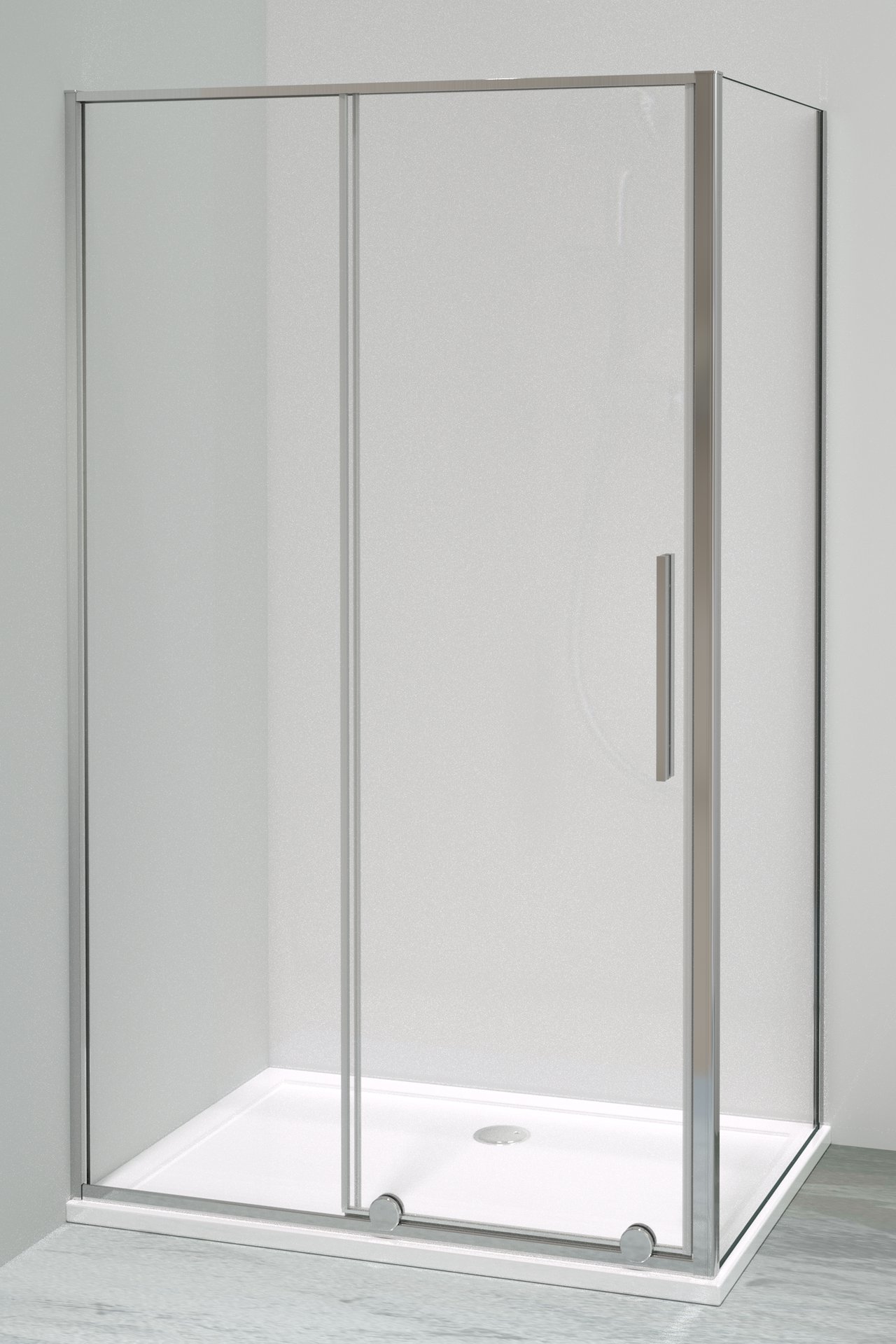 Luca Varess Morano paroi d'angle avec porte coulissante et paroi latérale fixe 80 x 120 cm verre transparent profil chrome brillant