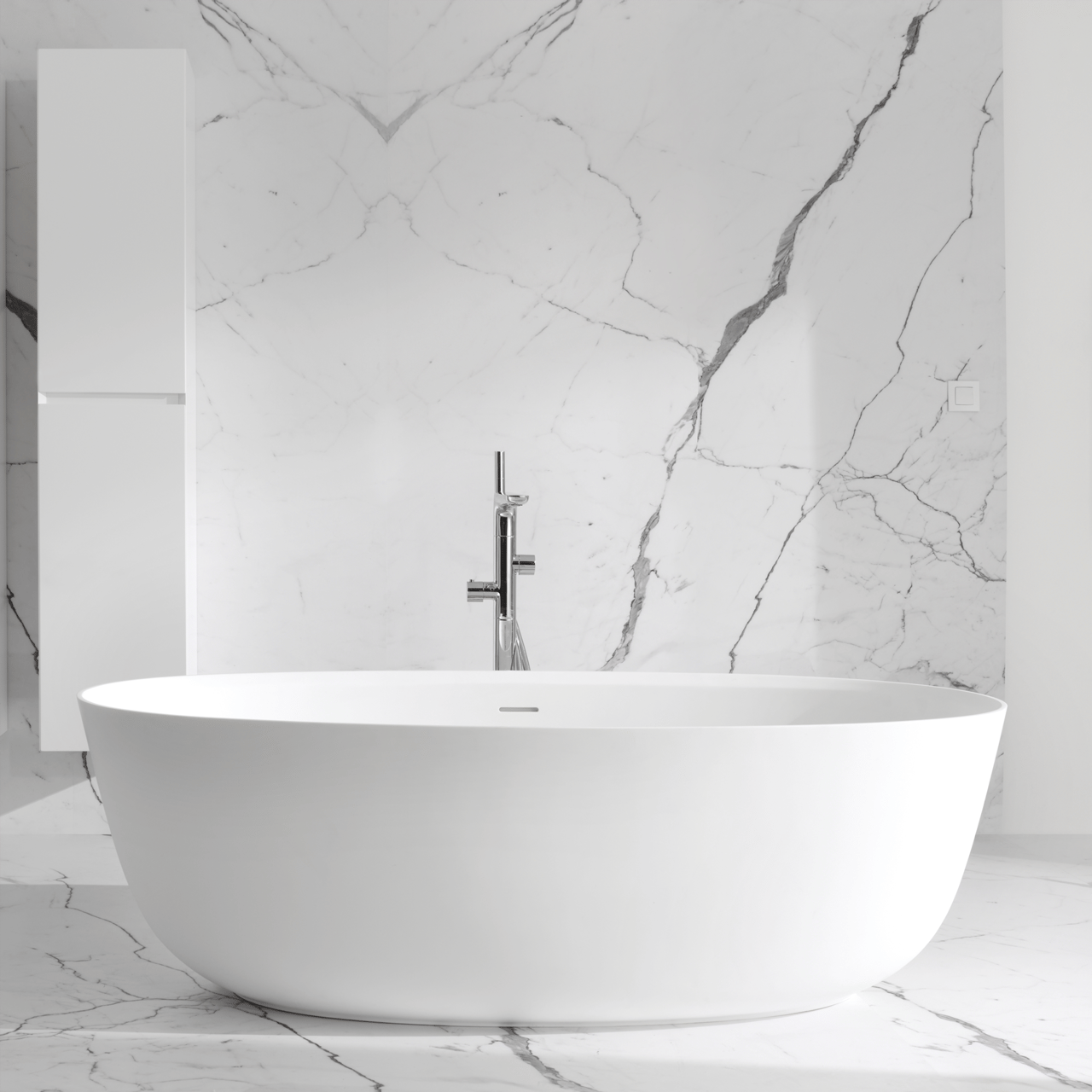 Balmani Largo ovaal vrijstaand bad 170 x 80 cm Solid Surface mat wit