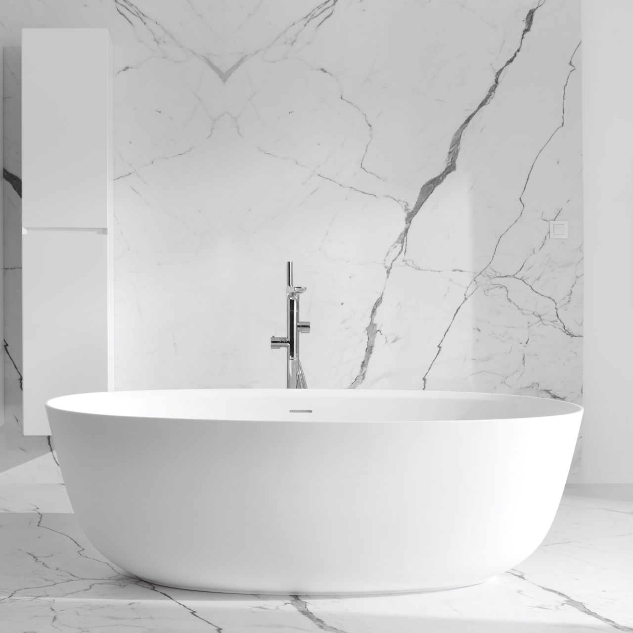 Balmani Largo baignoire îlot ovale 170 x 80 cm Solid Surface blanc mat