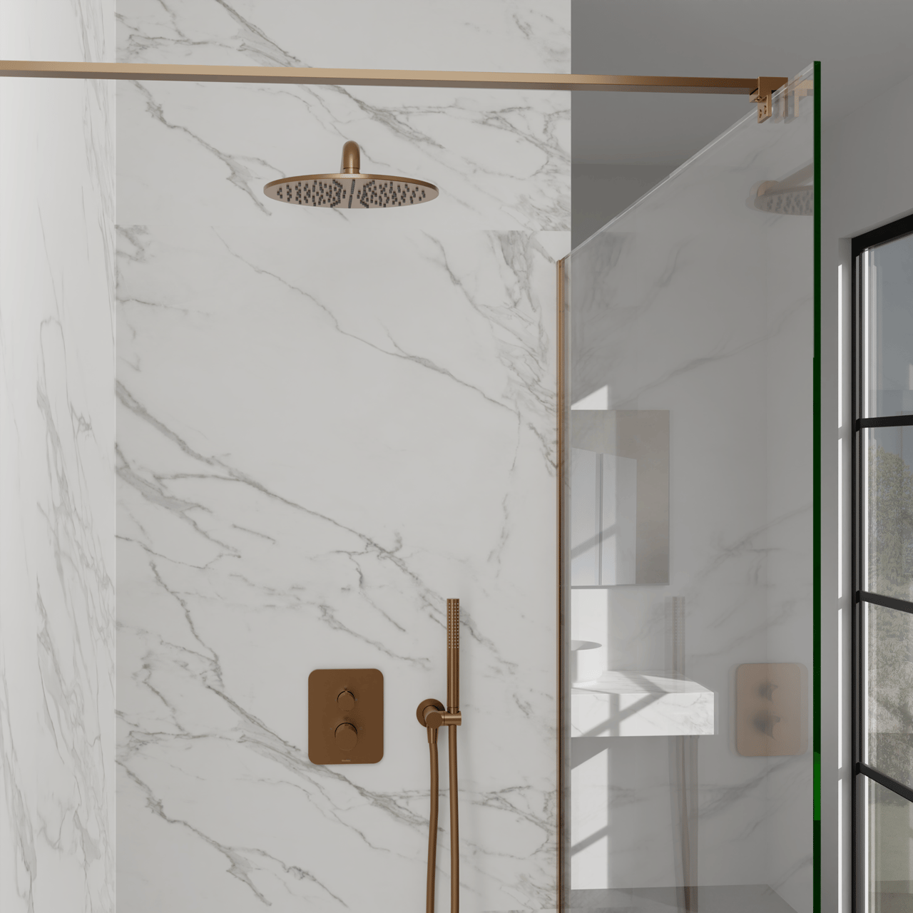 Blaufoss Round handdouche met doucheslang en aansluiting 1 straalfunctie Brushed Rosegold