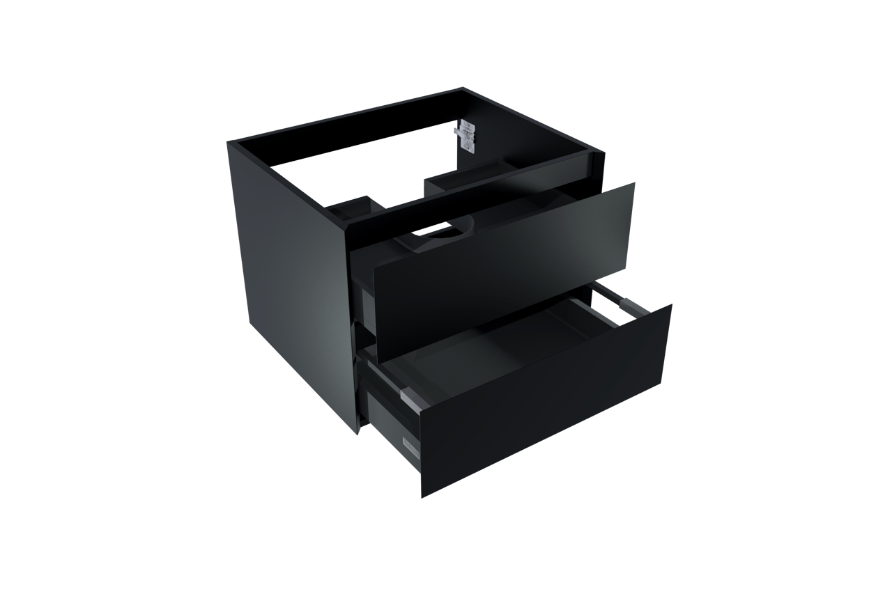 Balmani Mitra meuble sous-lavabo suspendu 67,5 x 55 cm Noir Mat 2 tiroirs