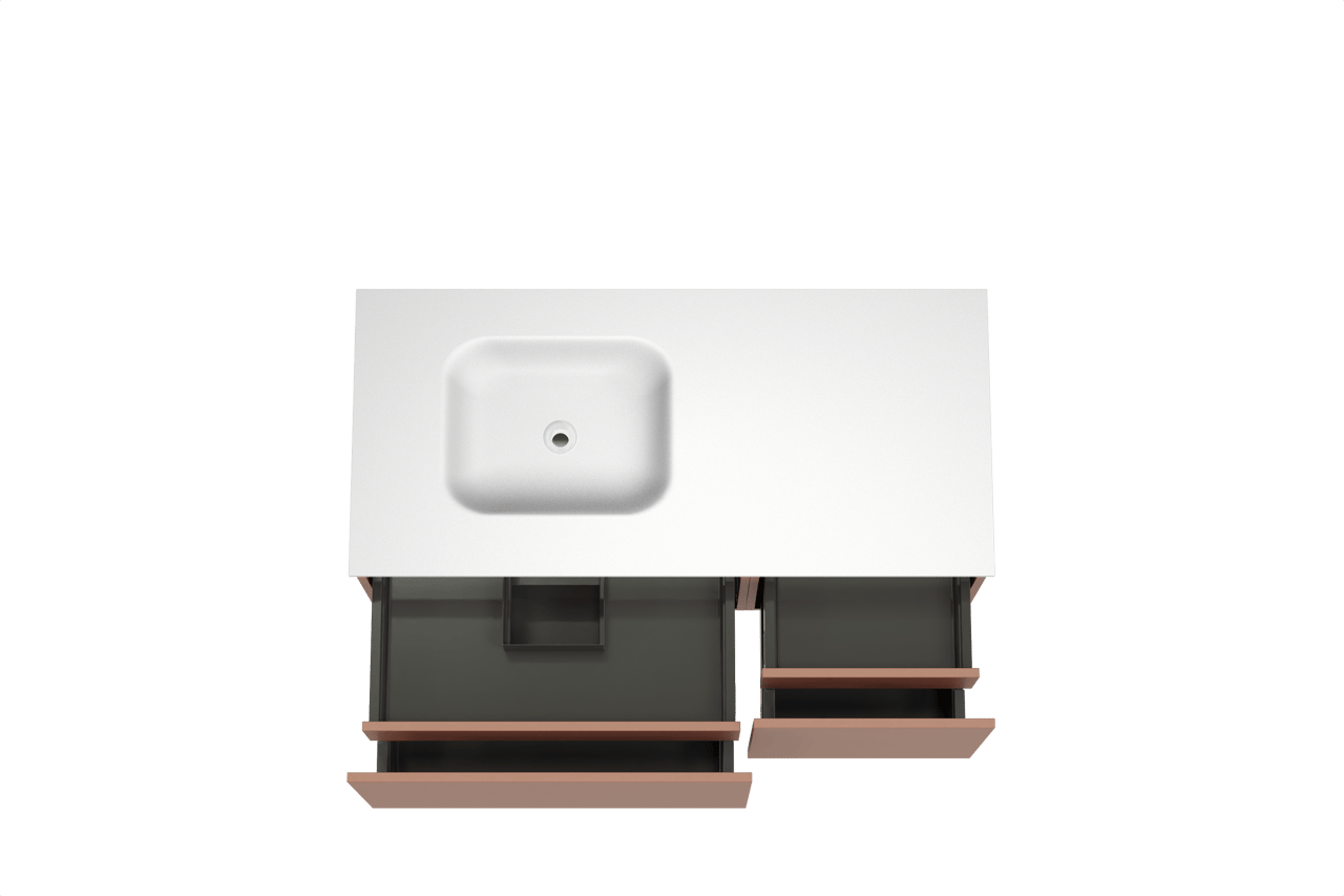 Balmani Sfera hängendes Möbelstück Set: 120 x 55 cm, Cotto, mit Tablo Arcato Waschtisch links, Solid Surface Weiß matt