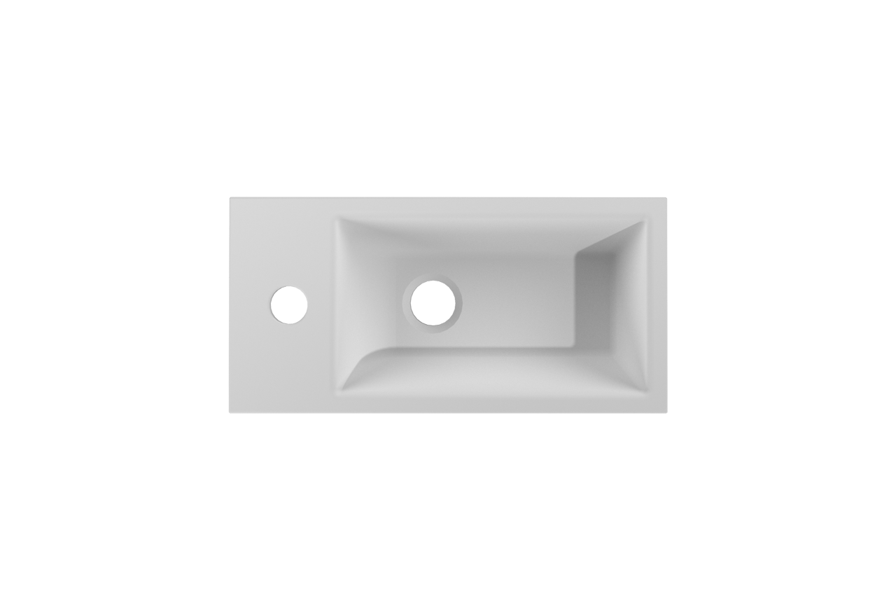 Luca Varess Cubic midi handenwasser Mat Wit Porselein 40,5x20cm links