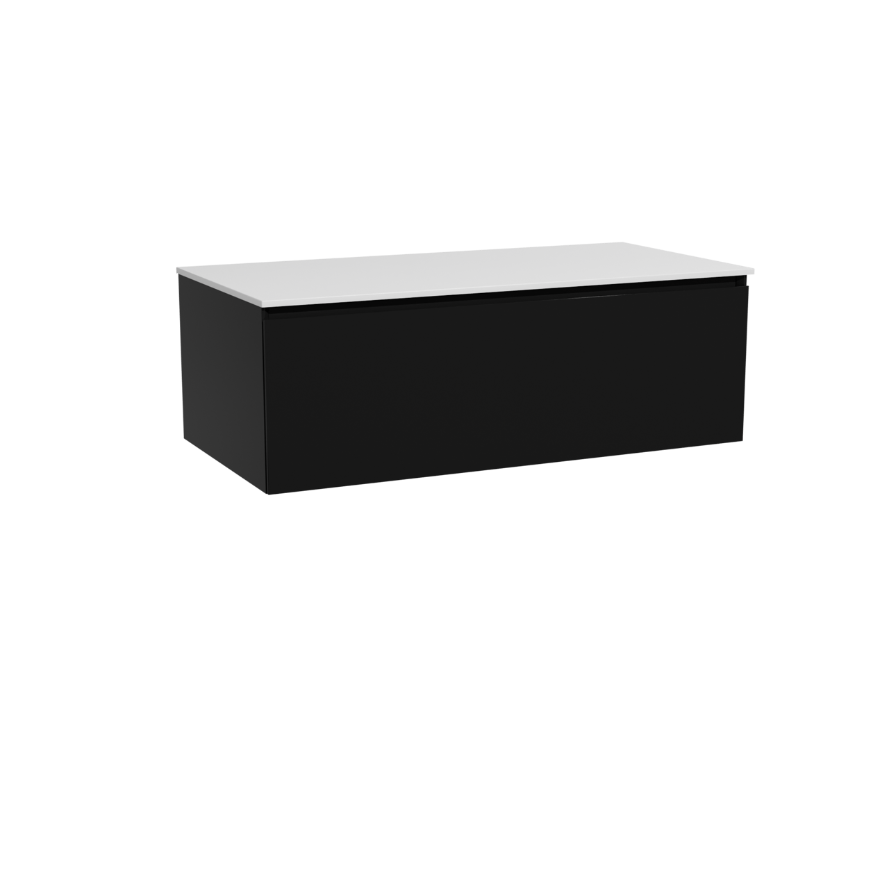 Storke Edge hängendes Möbelstück Set: 105 x 52 cm, Schwarz matt, mit Tavola Einzel Waschtischplatte, Solid Surface Weiß matt